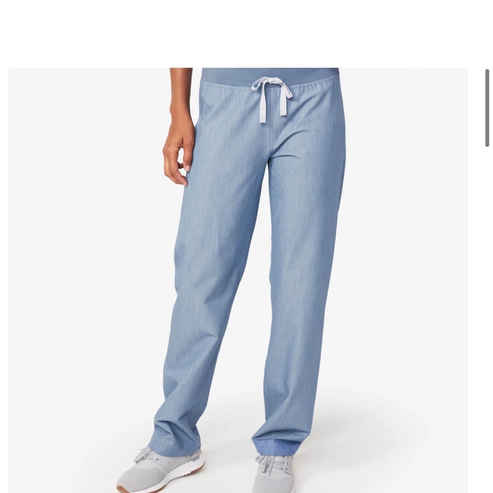 Figs Livingston basic scrub pant - light blue chambray color - medium tall